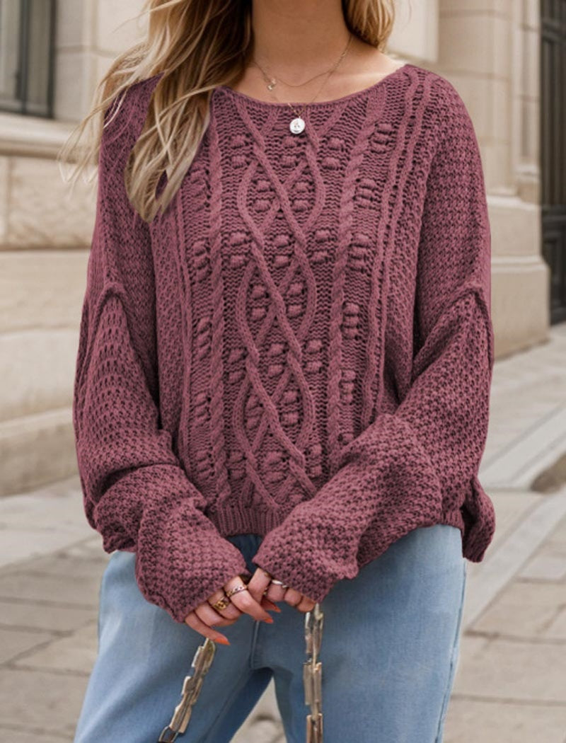 Cable Knit Sweater with Relaxed Fit