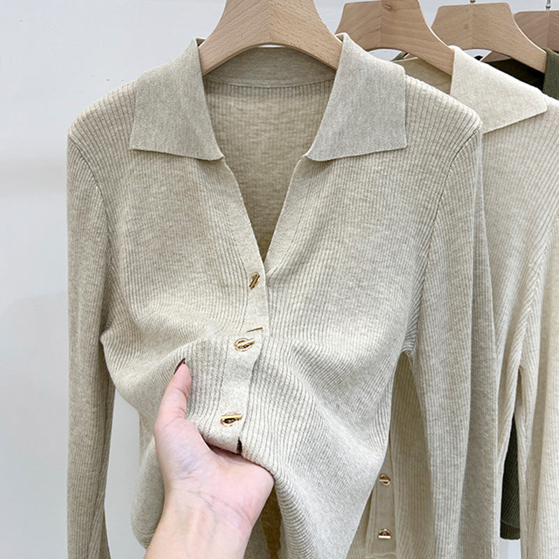 Button-Up Ribbed Cardigan