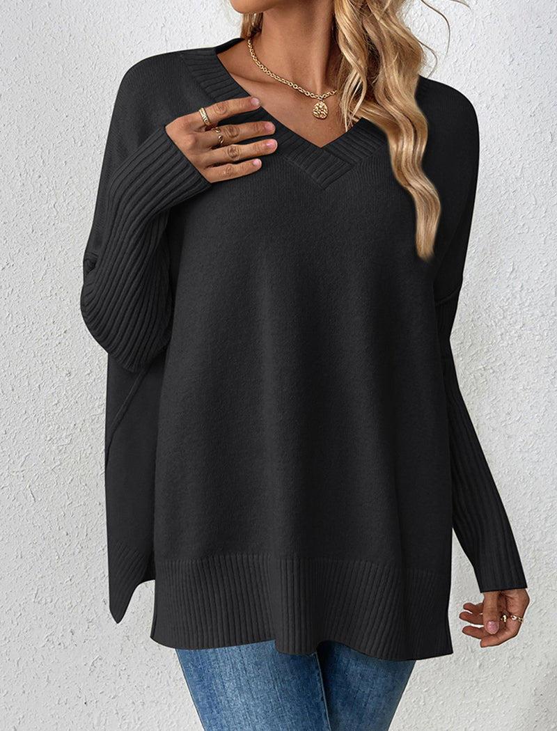 V-Neck Long Sleeve Knit Top