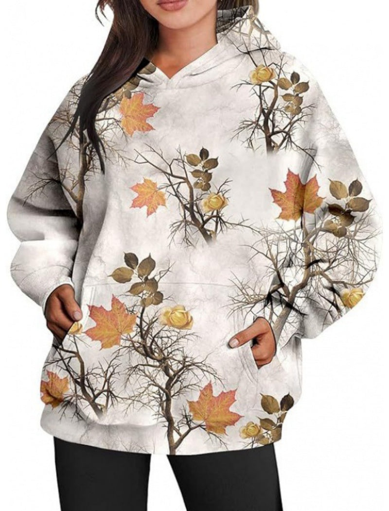Oversized Camo Print Hoodie