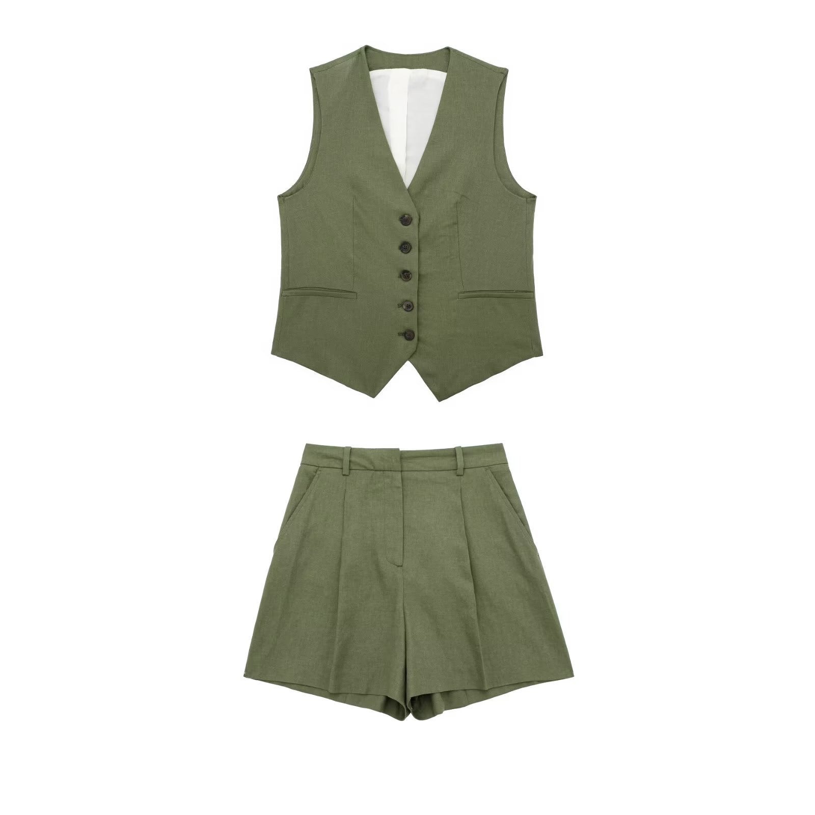 Button-Up Vest and Shorts Set