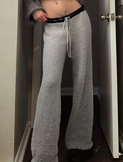 Drawstring Knit Flare Pants