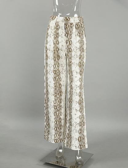 Snake Print High-Waisted Casual Pants