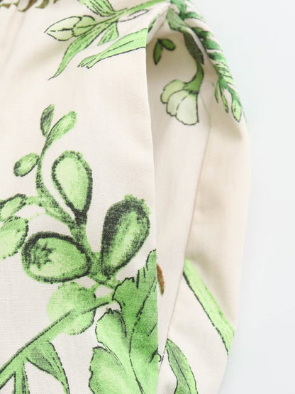 Botanical Print Tiered Maxi Dress