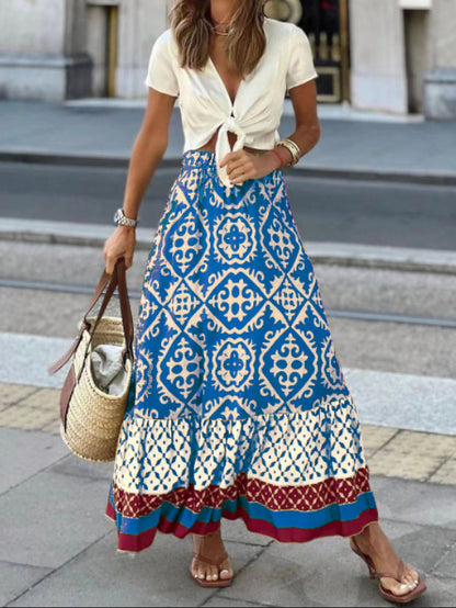 Bohemian Print Maxi Skirt