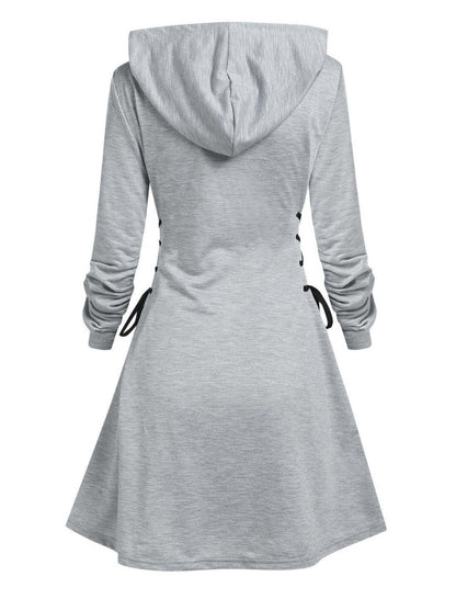 Lace-Up Hooded Dress