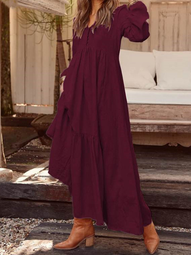 Solid Smocked Maxi Dress