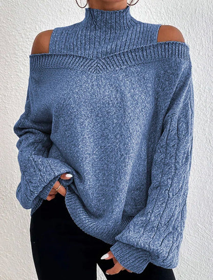 Cold Shoulder Turtleneck Sweater