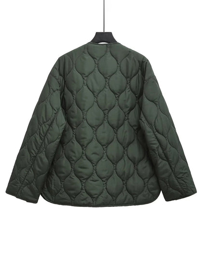 Oversized Quilted Jacket with Contrast Trim