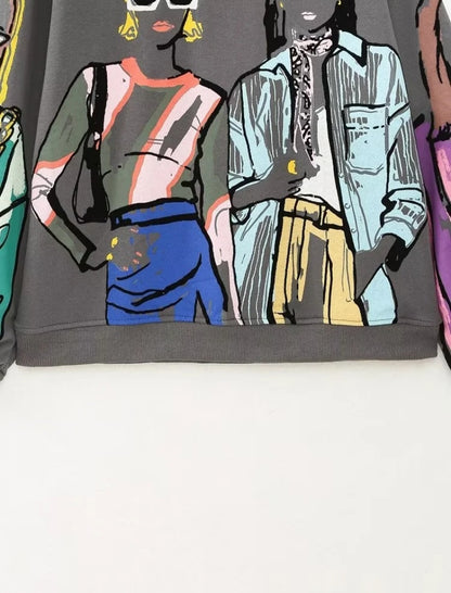 Graphic Print Oversized Pullover