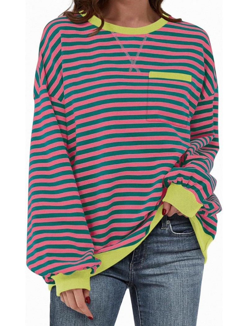 Striped Oversized Long Sleeve Top