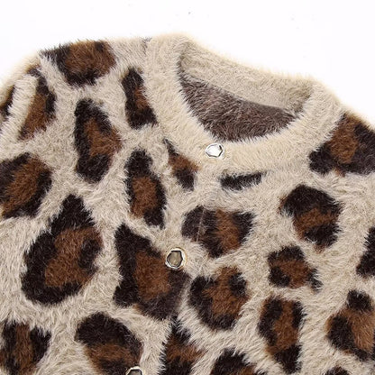 Button-Up Leopard Print Cardigan