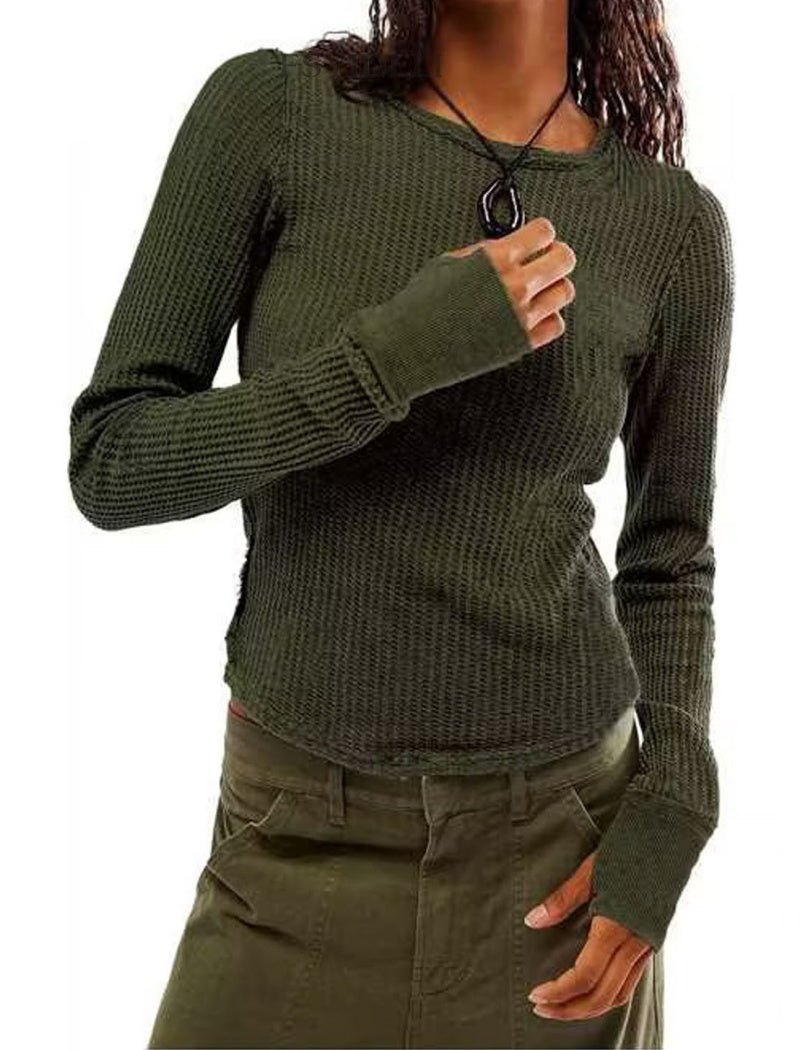 Ribbed Long Sleeve Fitted Top