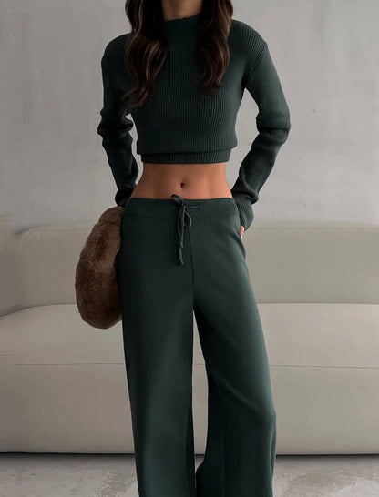 Ribbed Knit Two-Piece Lounge Set