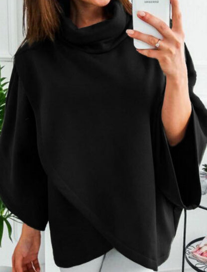 Fleece Asymmetrical High Neck Top