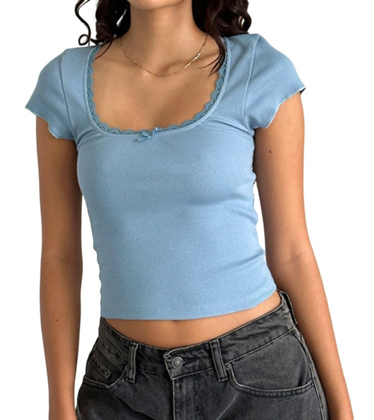 Solid Ribbed Crop Tee