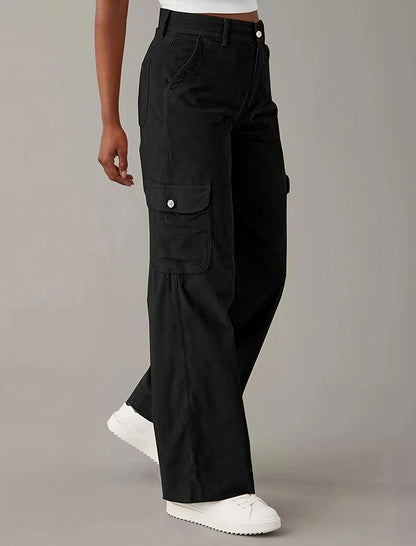 Wide-Leg Corduroy Cargo Pants