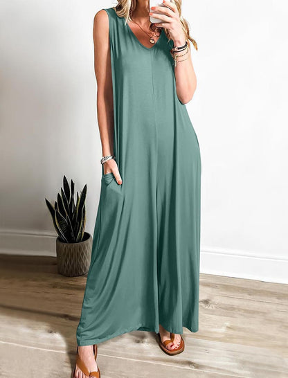 Sleeveless V-Neck Jumpsuit