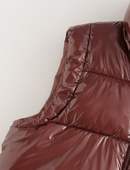 Glossy Padded Vest with High Neck