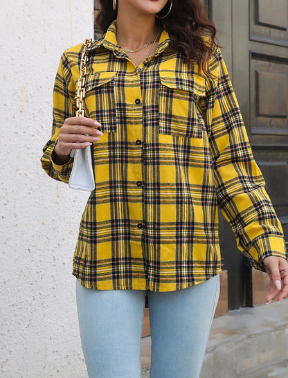 Plaid Longline Shirt with Button Details