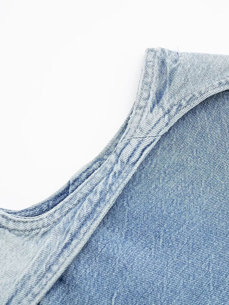 Open-Back Sleeveless Denim Top