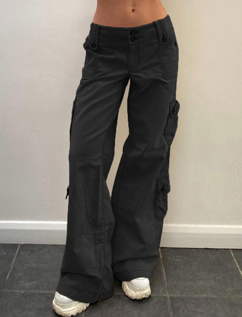 Buttoned Wide-Leg Jeans