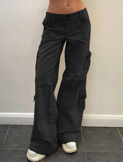 Buttoned Wide-Leg Jeans