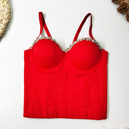 Rhinestone Beaded Waist Cinching Corset