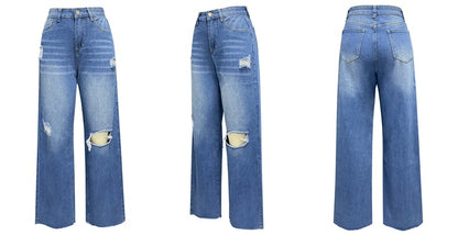 High-Waist Distressed Jeans