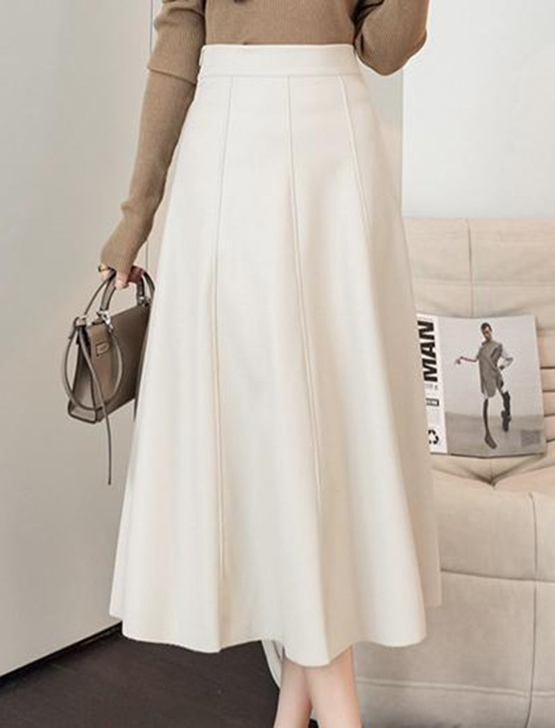 High-Waisted Pleated A-Line Skirt
