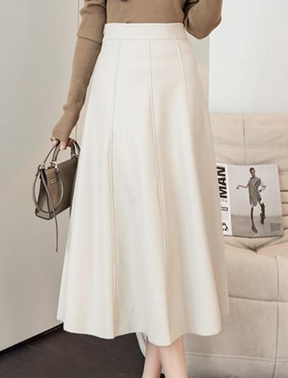 High-Waisted Pleated A-Line Skirt