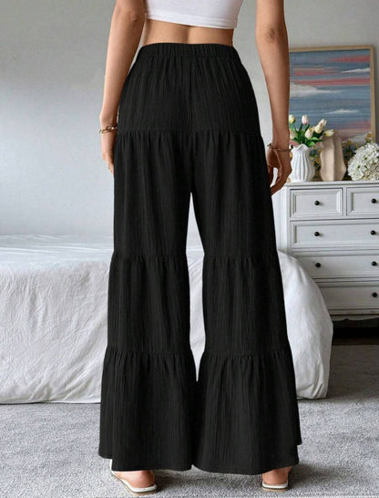 Tiered Wide-Leg Lounge Pants