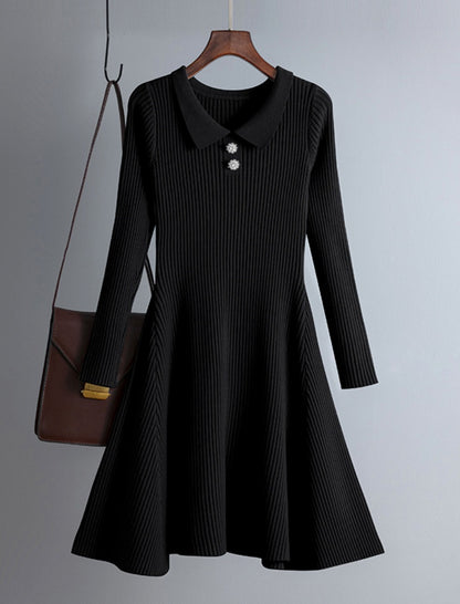 Long Sleeve Ribbed Knit Dress