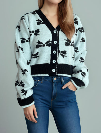 Floral Pattern Button-Up Cardigan