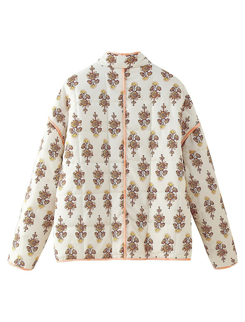 Floral Quilted Jacket with Front Pockets