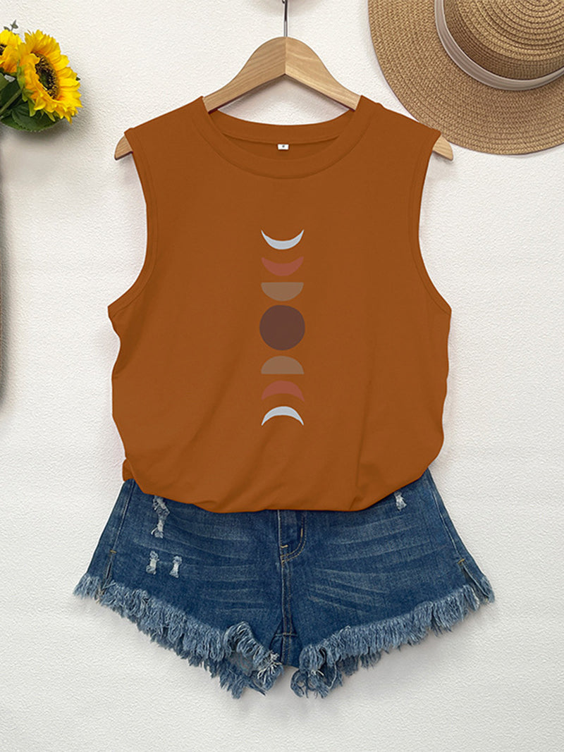 Moon Print Sleeveless Top