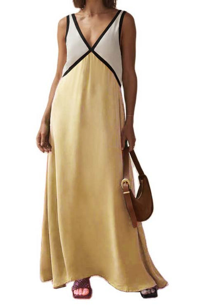 Colorblock V-Neck Maxi Dress