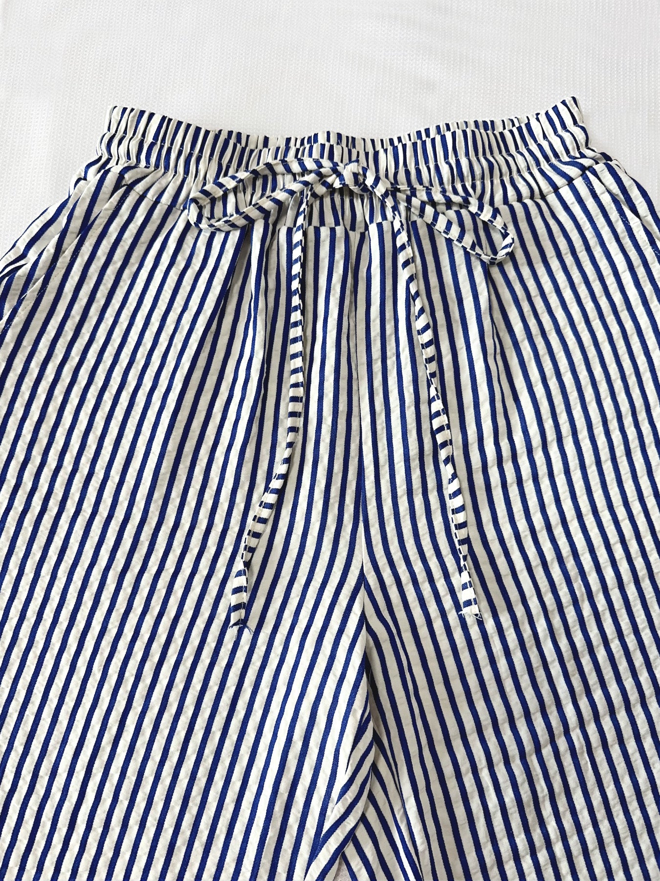 Striped Wide-Leg Drawstring Pants