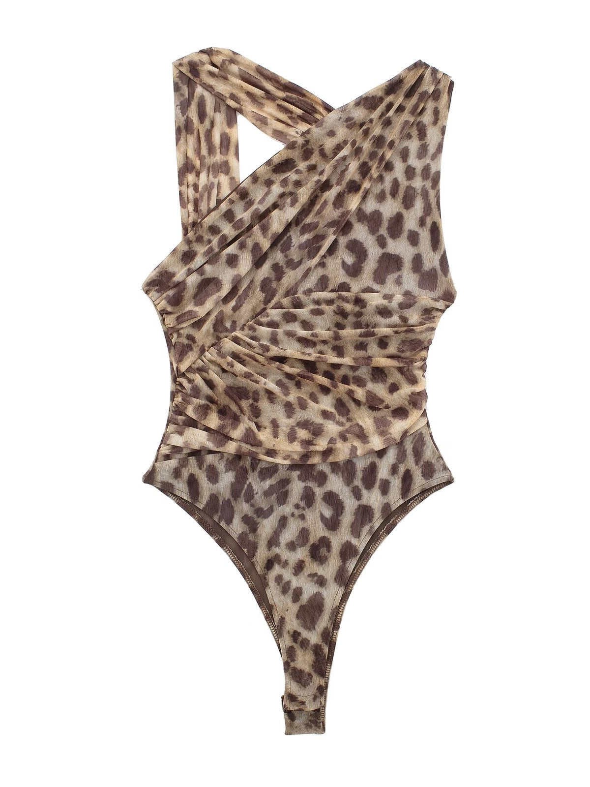 Crisscross Leopard Print Bodysuit