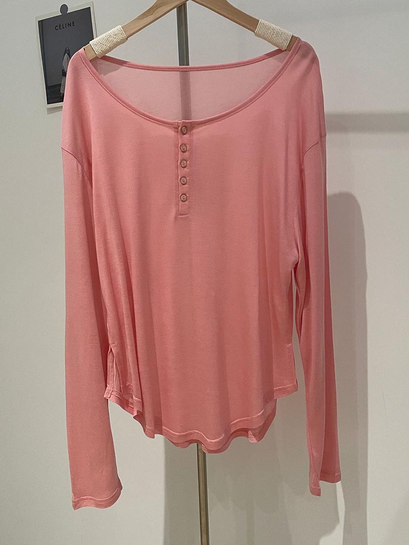 Buttoned Scoop Neck Sun Protection Top