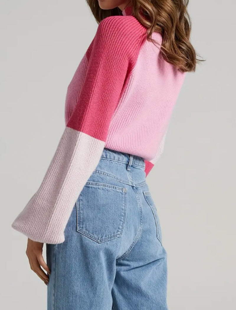 Colorblock Bell Sleeve Sweater