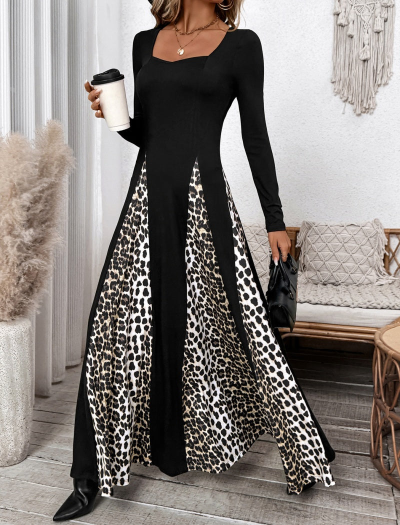 Leopard Print Patchwork Dress