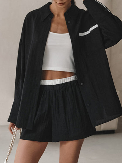 Button-Up Top and Shorts Set