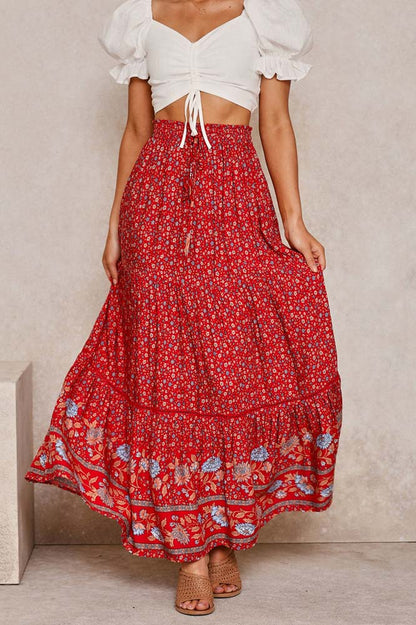 Bohemian Floral Maxi Skirt