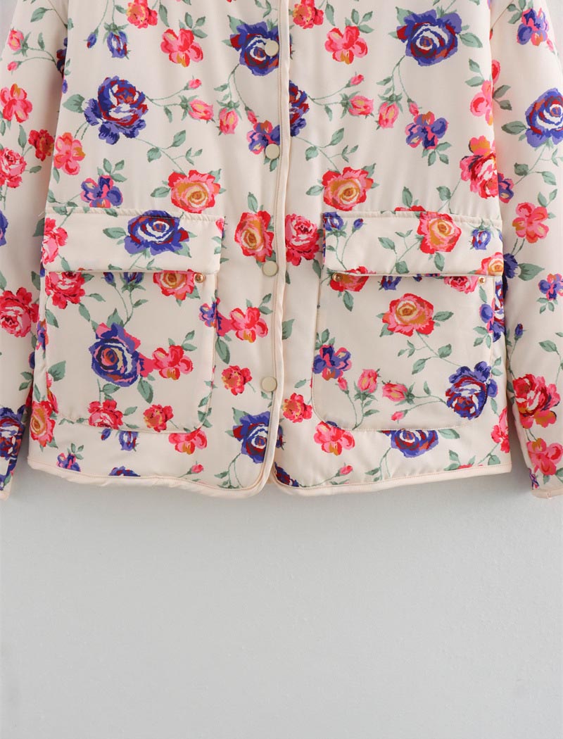 Floral Quilted Jacket with Pockets