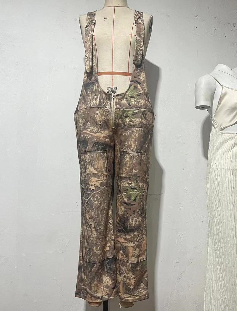 Printed Low-Rise Strap Jumpsuit with Wide Legs