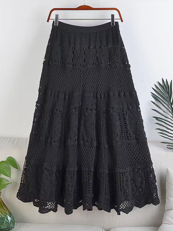 Crochet Eyelet Midi Skirt