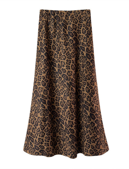 Suede Leopard Print Fishtail Skirt