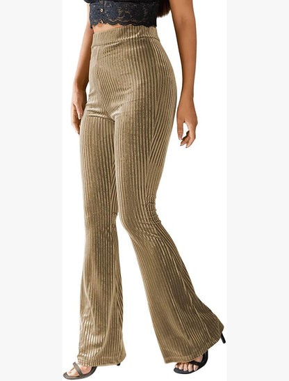 Velvet High-Waist Flared Pants