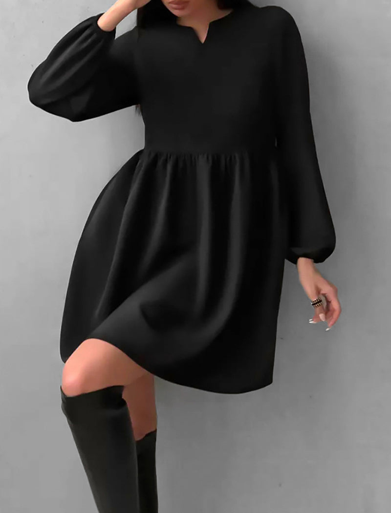 Balloon Sleeve Empire Waist Mini Dress